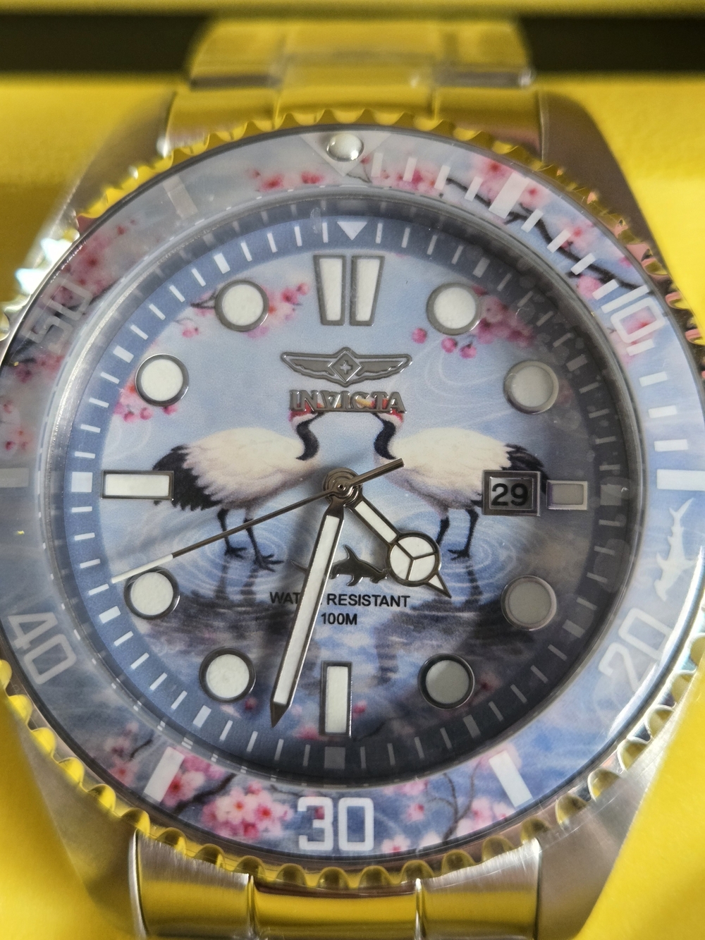 51063Invicta ProDiver Visions From Above Cranes Cherry Blossoms UnisexWatch 43mm - Picture 5 of 6
